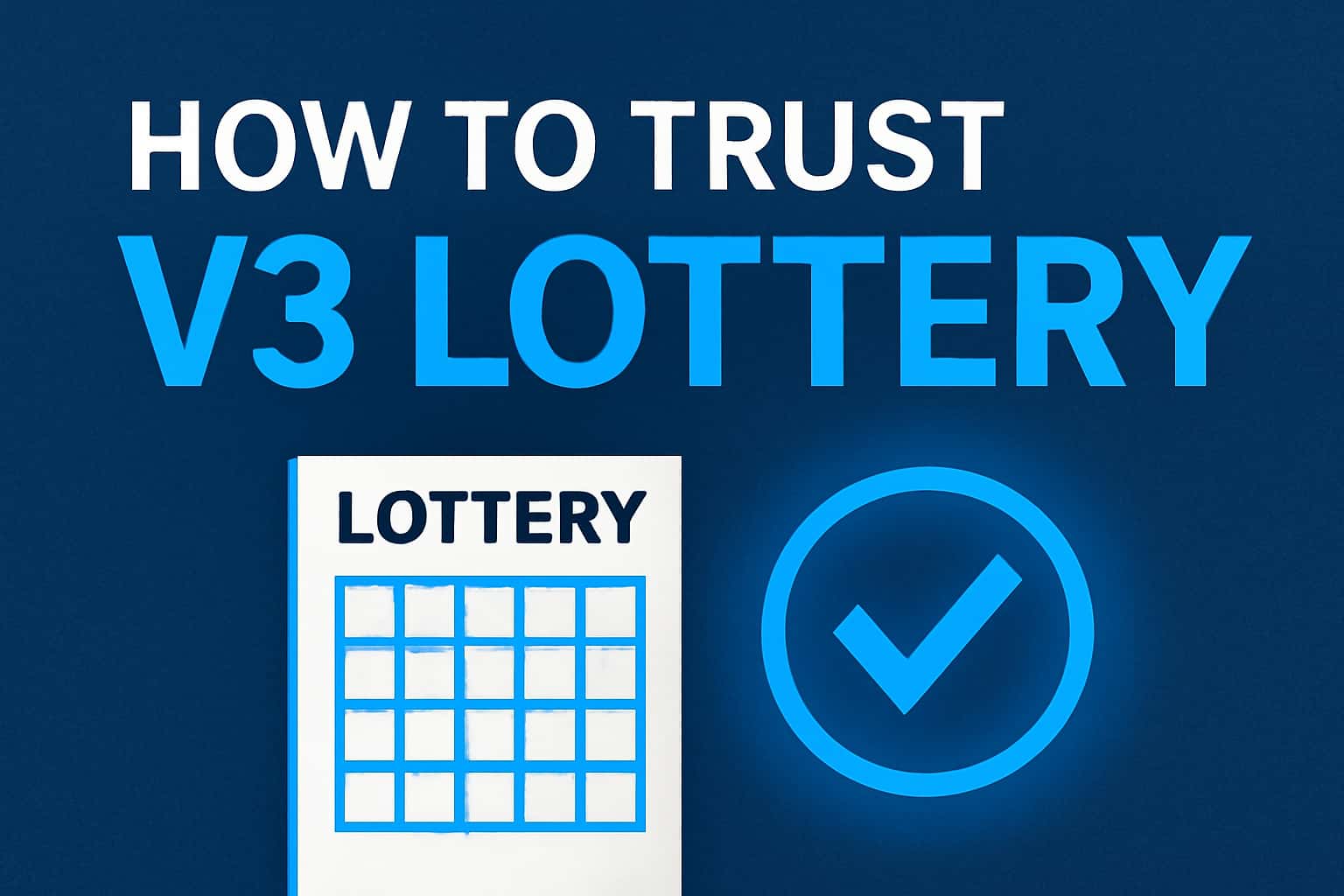An informational scene depicting How to Trust V3 Lottery with the text 'V3 Lottery' prominently displayed.