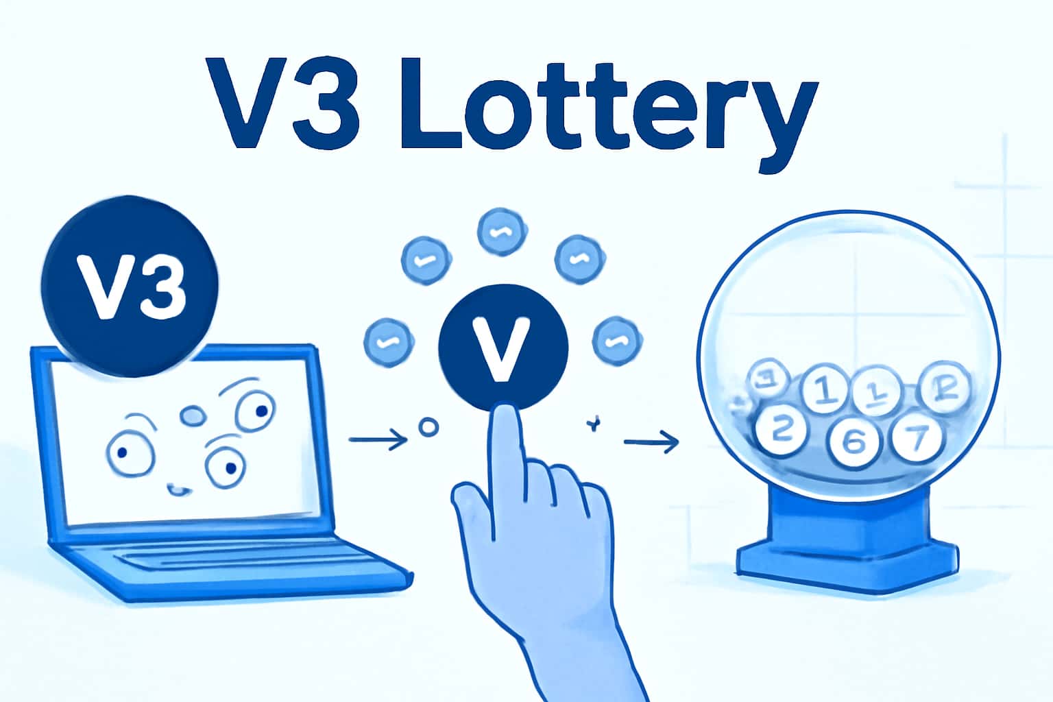 An informational graphic illustrating the operational aspects of V3 Lottery.