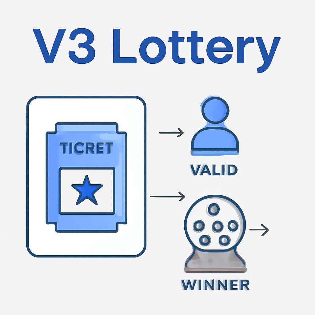 An educational diagram detailing the functionalities of V3 Lottery.