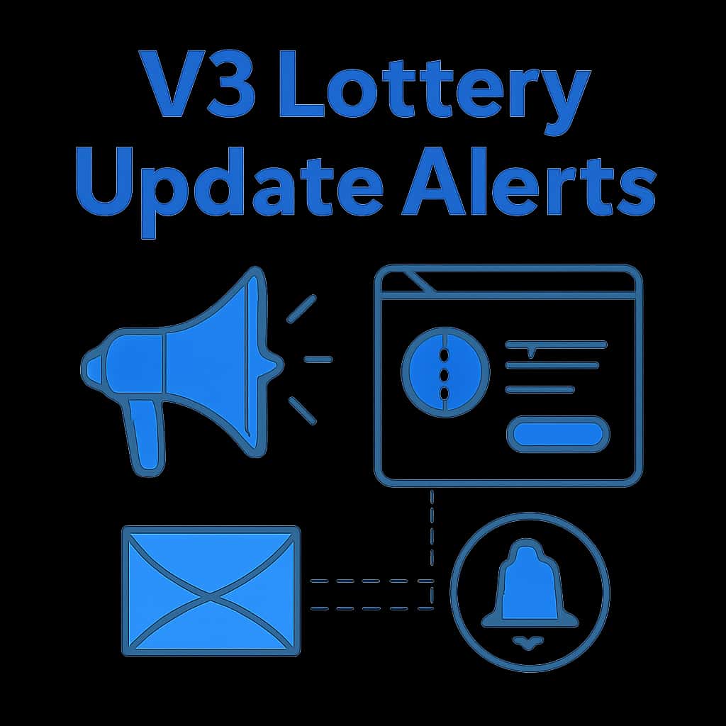 Illustration detailing the features of V3 Lottery Update Alerts.