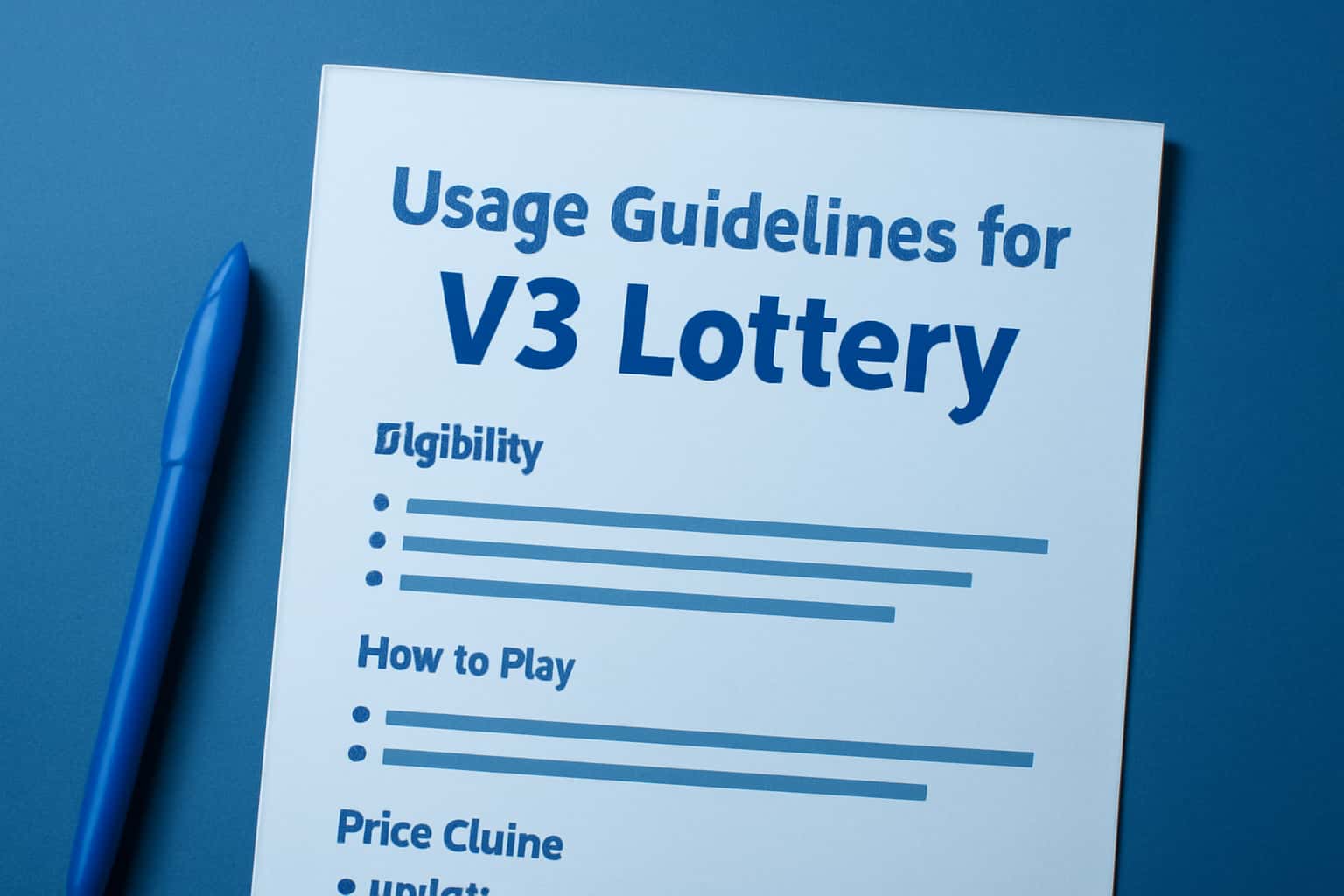 An informational scene illustrating the Usage Guidelines for V3 Lottery.