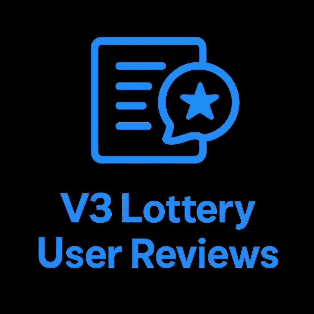 A professional badge design symbolizing V3 Lottery User Reviews.