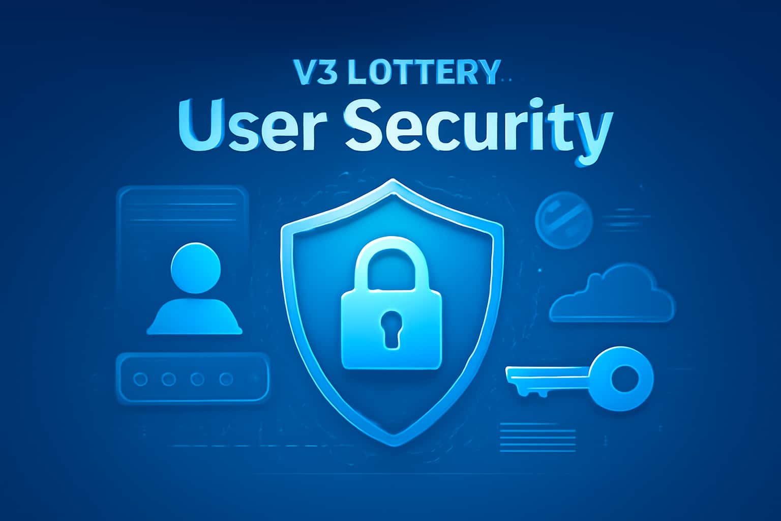 An informational scene about V3 Lottery User Security featuring modern visuals.